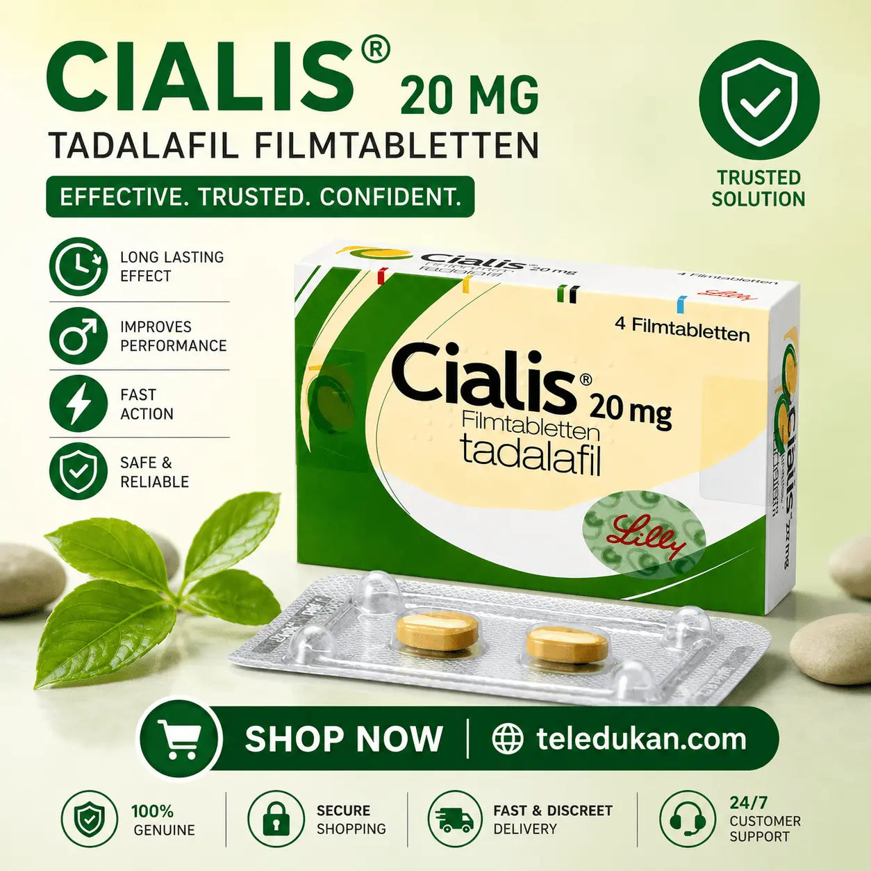 Cialis 20mg Tadalafil Film Tablets | Original Imported Tablets Online in Pakistan - TeleDukan