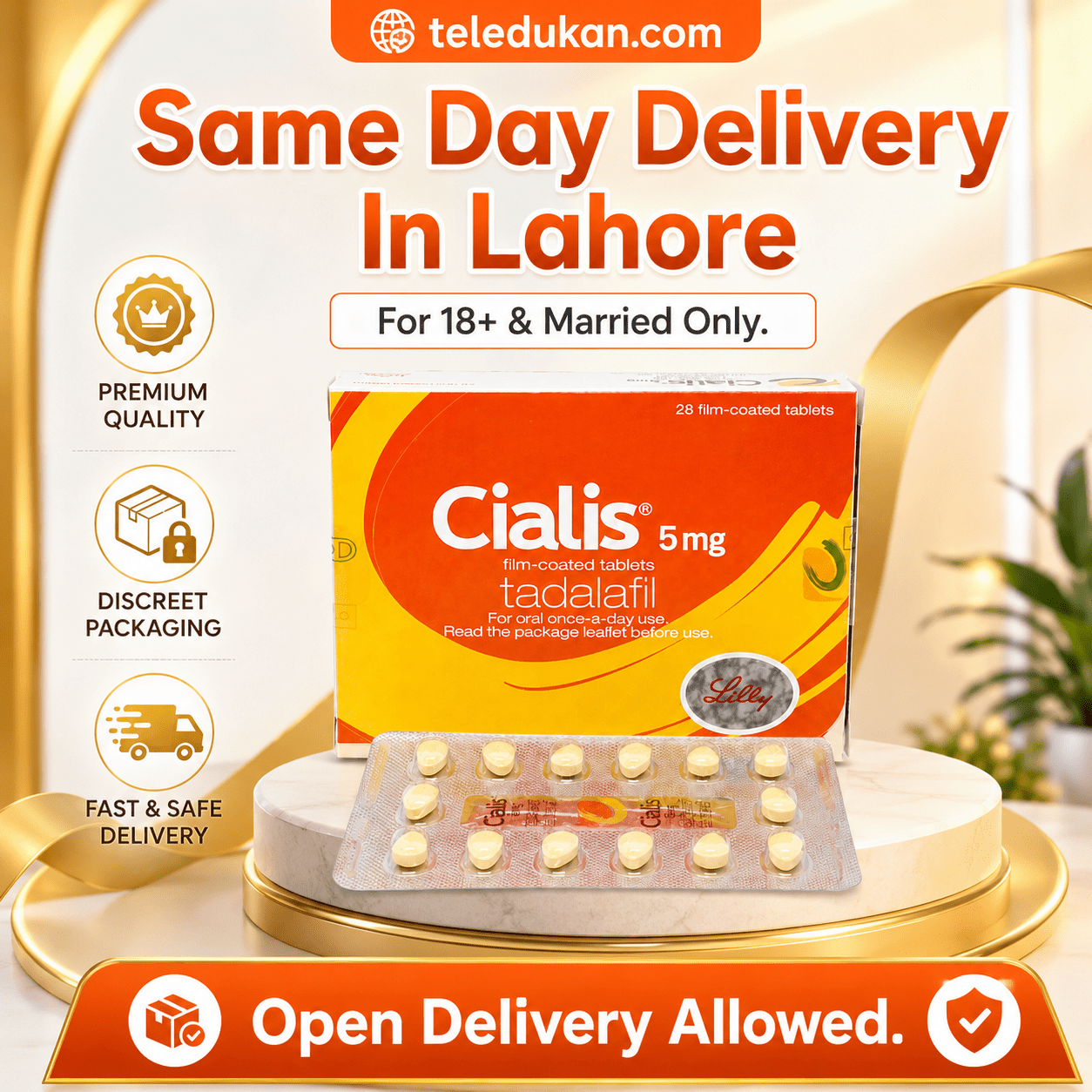 Cialis 5mg Tadalafil Tablets Price in Pakistan | Same Day Delivery Lahore - TeleDukan