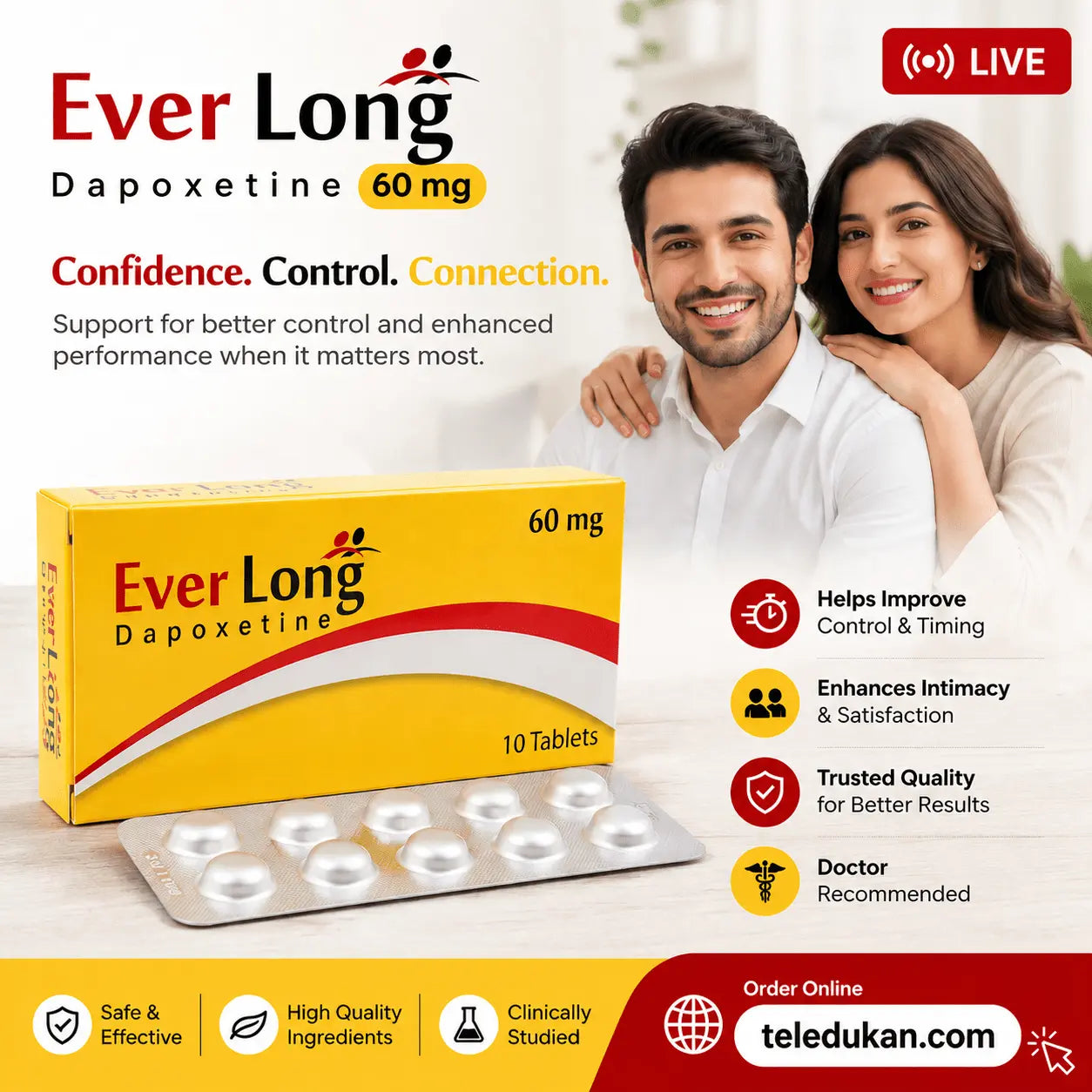 Everlong Dapoxetine 60mg Tablets Price In Pakistan – Men’s Timing Support - TeleDukan
