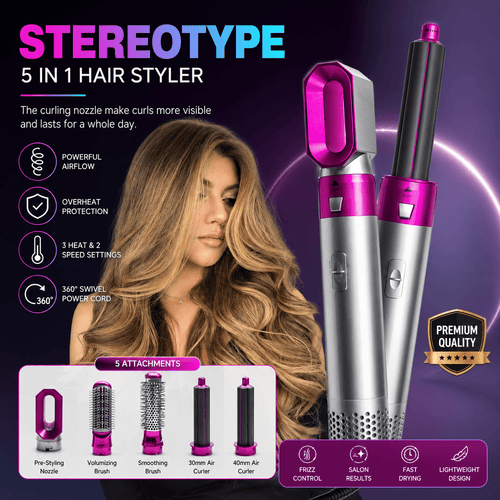 5 - in - 1 Electric Hair Dryer Brush Hot Air Styler Blow Dryer Comb - TeleDukan