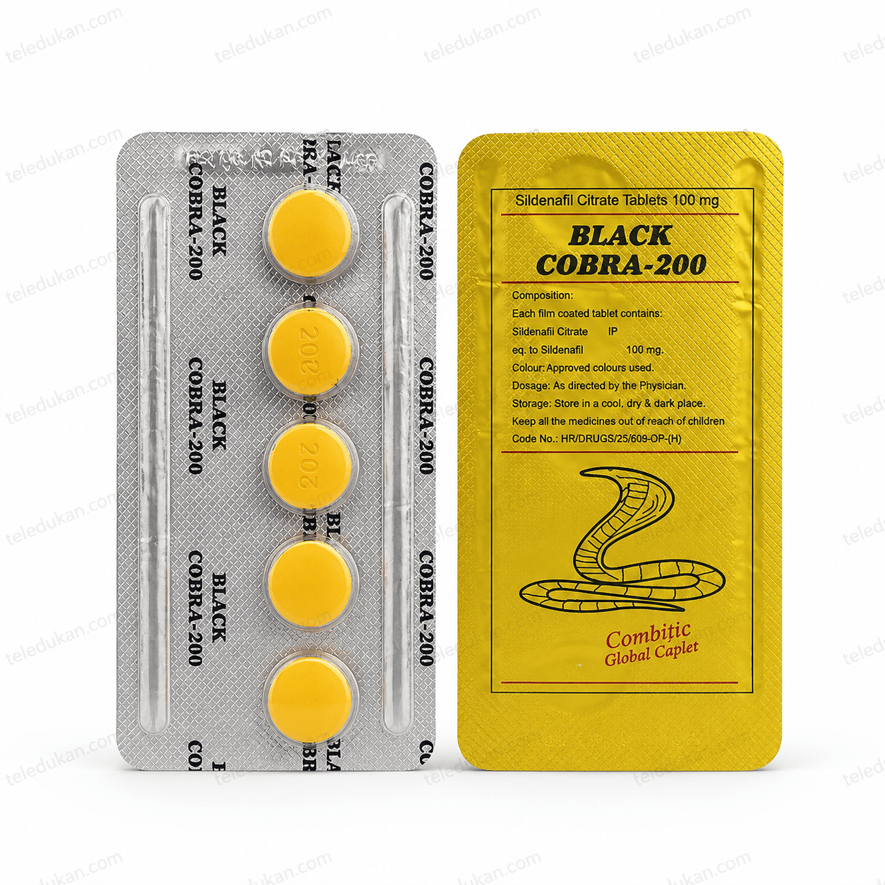 Black Cobra-200 Sildenafil Citrate 100mg Price in Pakistan - TeleDukan