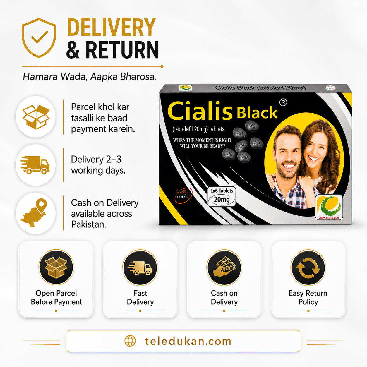Cialis Black 6 Tablets 20mg – Long Lasting Performance