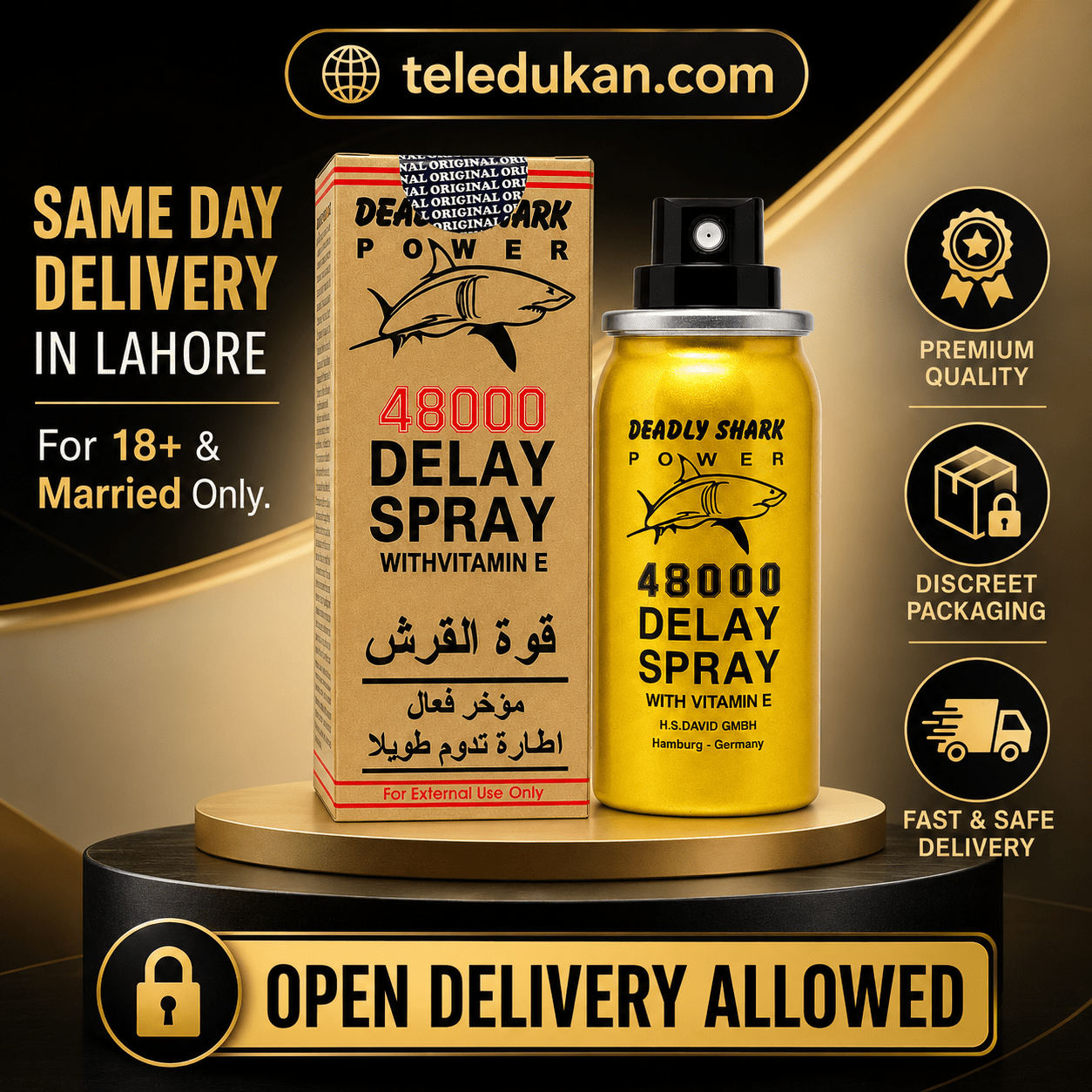 Deadly Shark Power 48000 Delay Spray for Men - TeleDukan