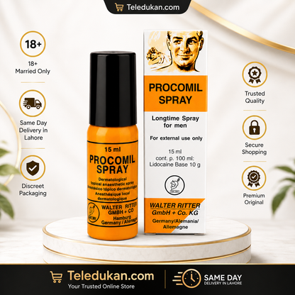 Alt Text:
Procomil Delay Spray For Men 15ml in Pakistan - teledukan.com