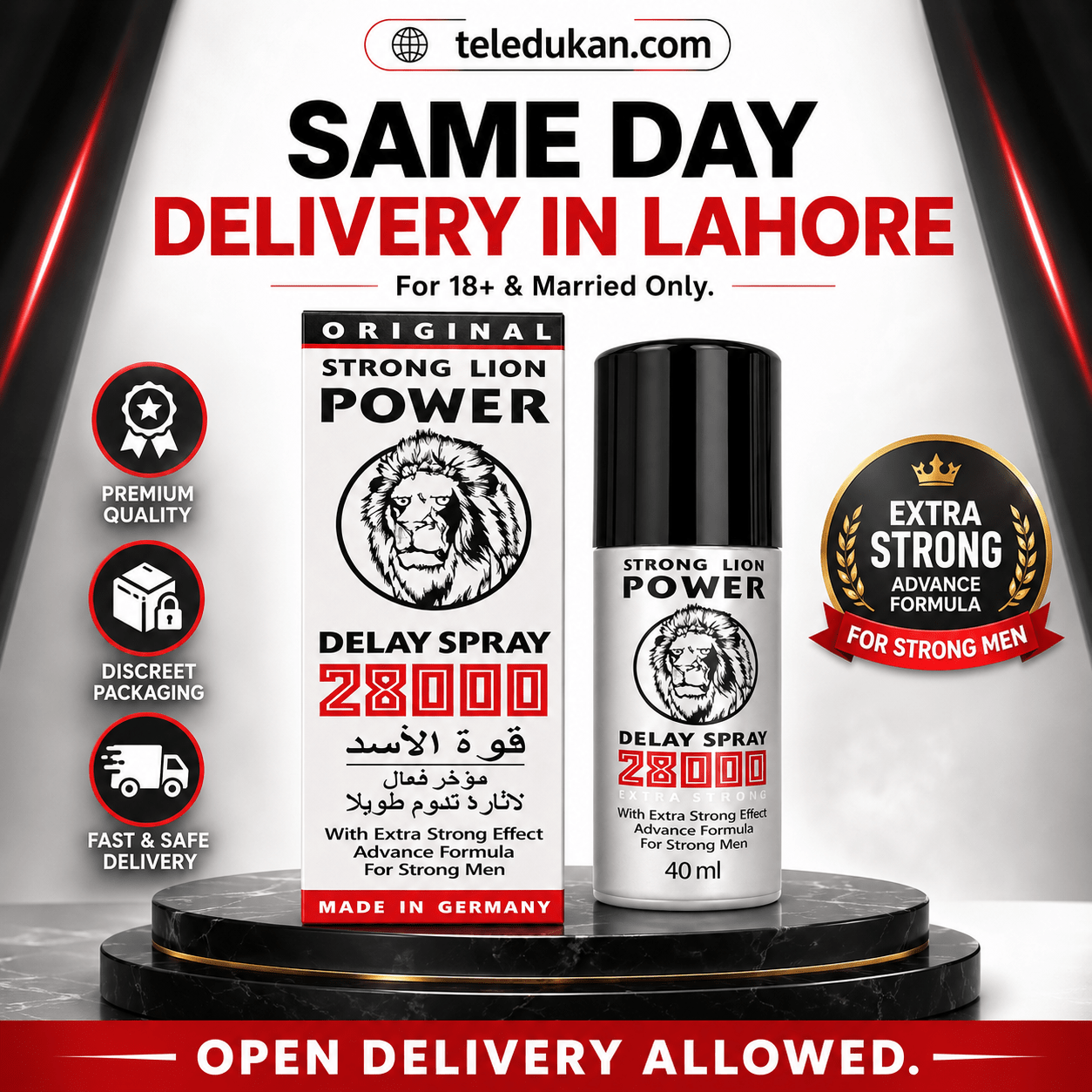 Strong Lion Power 28000 Delay Spray 45ml Price in Pakistan | TeleDukan - TeleDukan