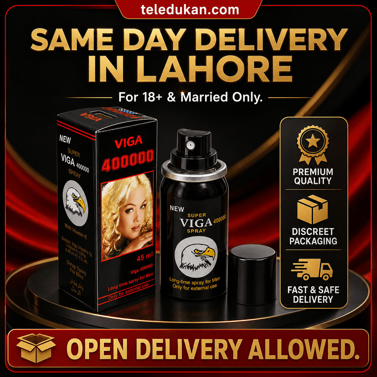 Super VIGA 400000 Spray Price in Pakistan | 45ml Delay Spray | Same Day Delivery In Lahore - TeleDukan