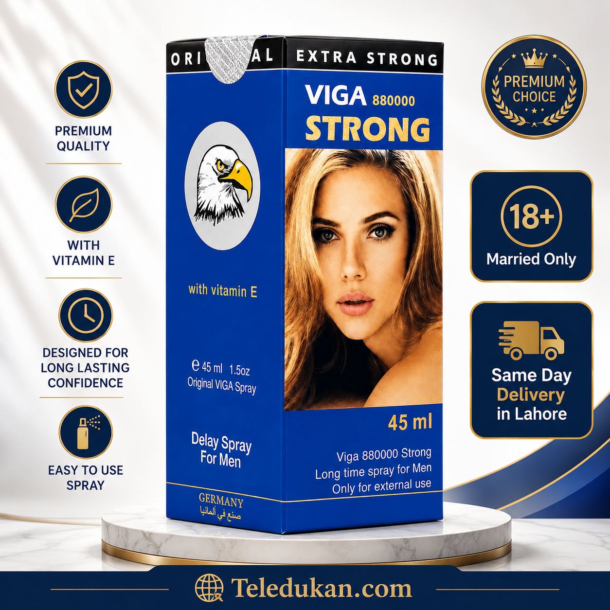 Viga 880000 Strong Delay Spray For Men 45ml available in Pakistan with COD, open parcel, and secure delivery.